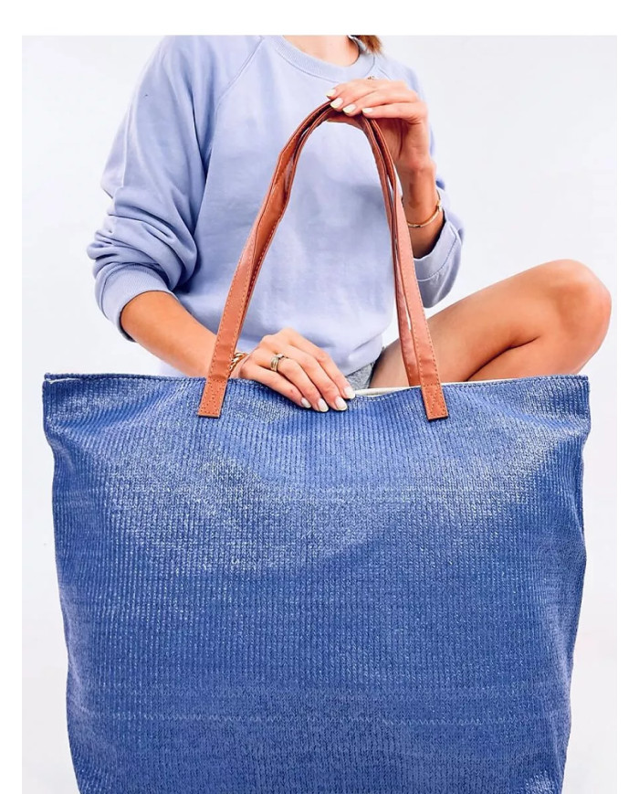 Didelė mėlyna moteriška paplūdimio rankinė