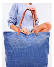 Didelė mėlyna moteriška paplūdimio rankinė