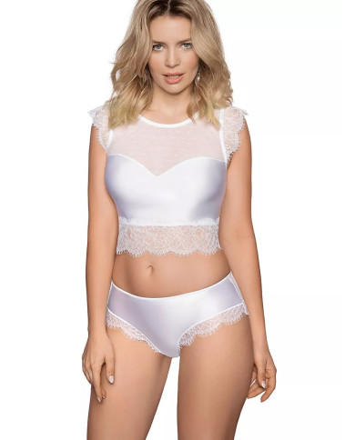 Klasikinės baltos kelnaitės su nėriniais ir elegantišku dizainu.