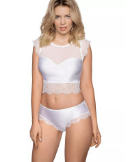 Klasikinės baltos kelnaitės su nėriniais ir elegantišku dizainu.