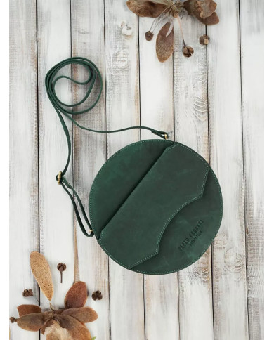 Žalia apvali sendintos odos rankinė