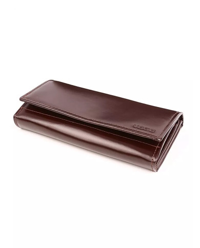 Didelė ruda moteriška odinė piniginė su daugybe skyrių