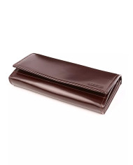 Didelė ruda moteriška odinė piniginė su daugybe skyrių