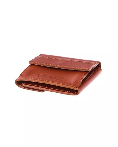 Ruda vintage stiliaus odinė piniginė su išorine monetų kišene