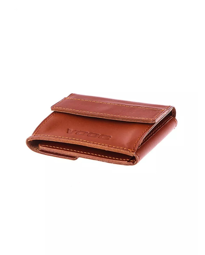 Ruda vintage stiliaus odinė piniginė su išorine monetų kišene