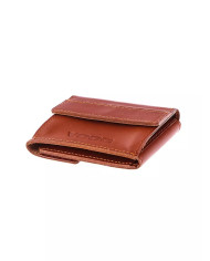 Ruda vintage stiliaus odinė piniginė su išorine monetų kišene