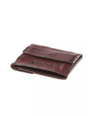 Ruda vintage stiliaus odinė piniginė su išorine monetų kišene